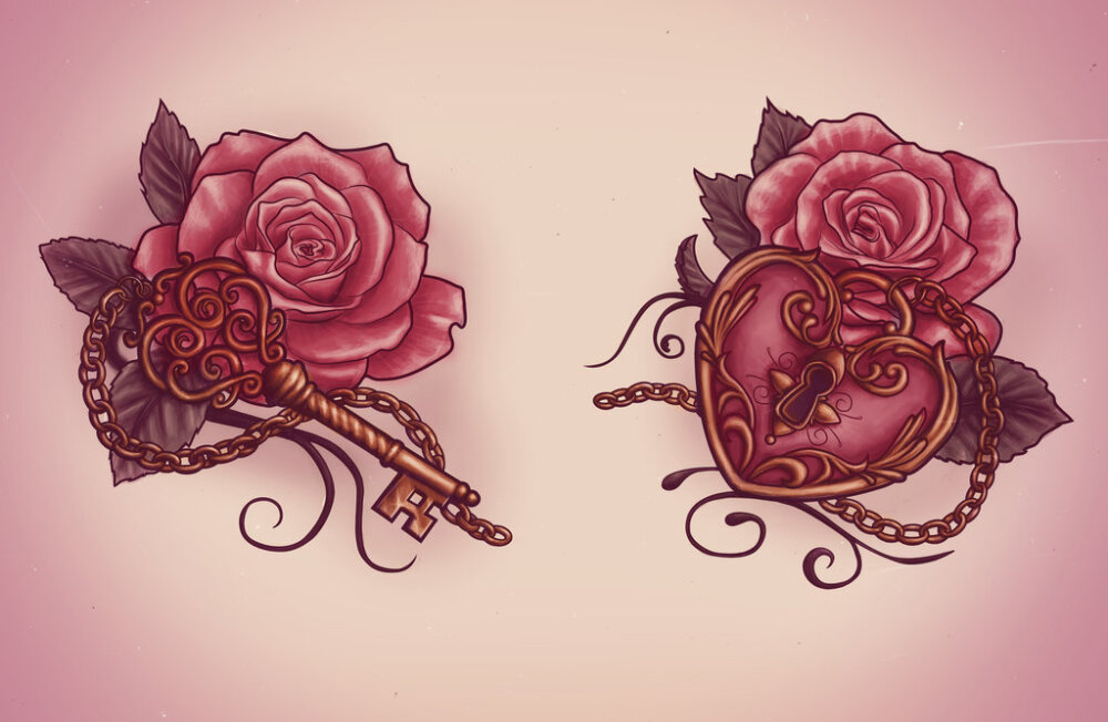 Lock and key tattoo design by XxMortanixX