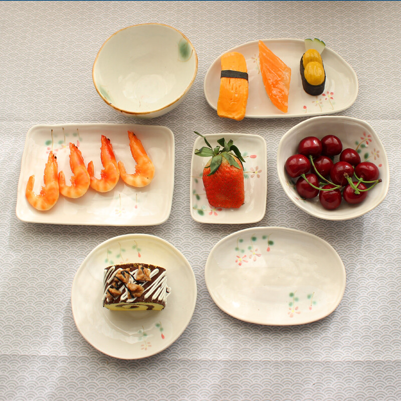 zakka日系和风创意陶瓷餐具七件套装饭碗碟盆盘厨房家居礼品