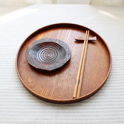 ZAKKA和风日式木质茶盘水果餐盘托盘糖果盘无印良品原木圆盘