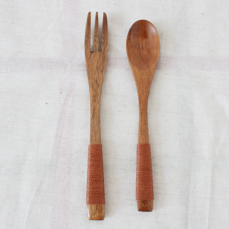 ZAKKA和风餐具食器实木原木叉子勺子无印良品MUJI调羹餐匙缠线
