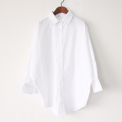 文艺范棉麻蝙蝠袖白衬衫