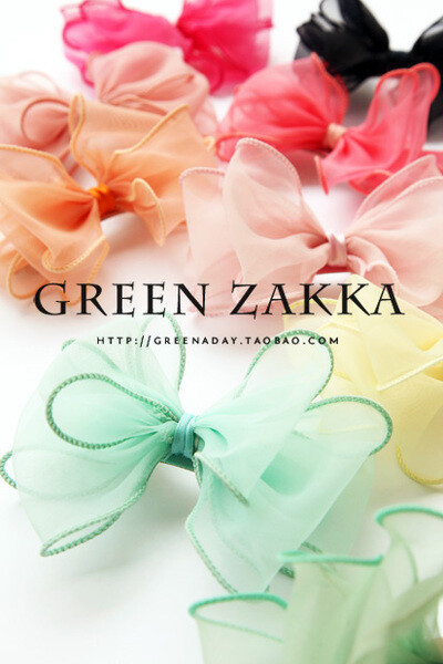 ♦GREEN ZAKKA♦发饰头饰 AA多色系 梦幻雪纺欧美三层纱蝴蝶结发夹