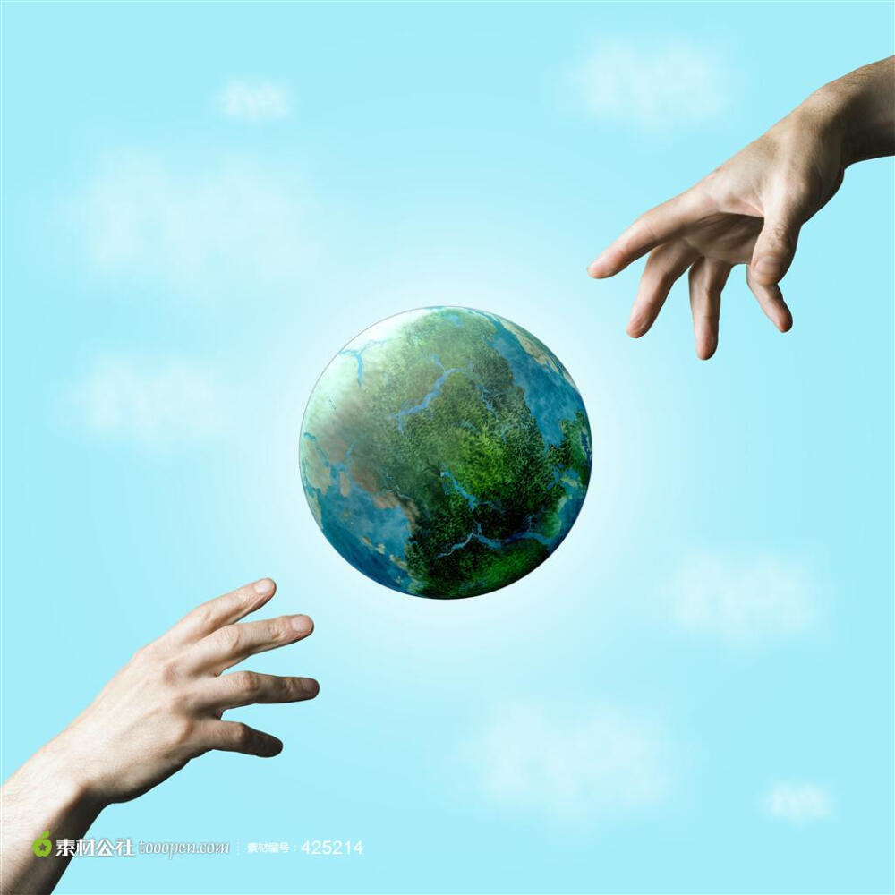 保护环境系列 - 两只手守护着的绿色地球