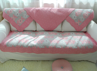 H串串花纯棉绗缝布艺沙发垫子花朵坐垫飘窗垫地垫
