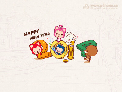 2014新年快乐阿狸电脑壁纸