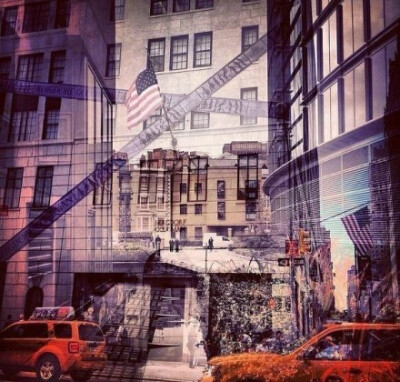 当伦敦遇上纽约。摄影师Daniella从纽约到伦敦途中用iPhone拍摄了这组多重曝光，将两座城市融入同一个画面。
