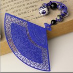 烟雨江南书签金属创意复古流苏礼品手工中国风圆形蓝色龙学习用品