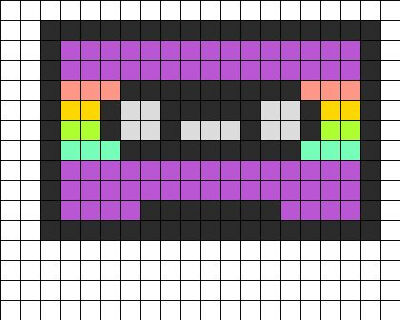 Cassette Tape Purple Perler Bead Pattern | Bead Sprites | Misc Fuse Bead Patterns