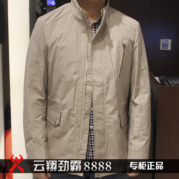 劲霸男装 专柜正品 2014春装中长版夹克FKZY1164黑色E01原价1580