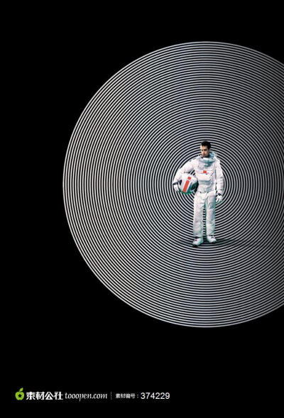 站在圆形纹路上的宇航员(电影《月球》创意海报)图片素材下载，现在加入素材公社即可参与传素材送现金活动
