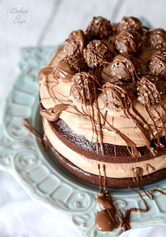 Chocolate Hazelnut Layer Cake. Love it when a cake is as pretty as it is delicious! Starts with a one bowl chocolate cake! www.cookiesandcups.com @Shelly Jaronsky (cookies and cups)