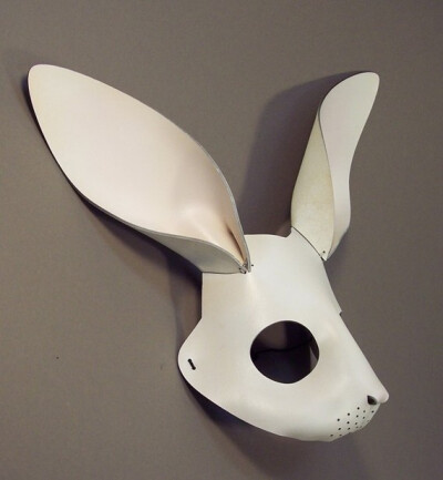 Rabbit leather mask in white