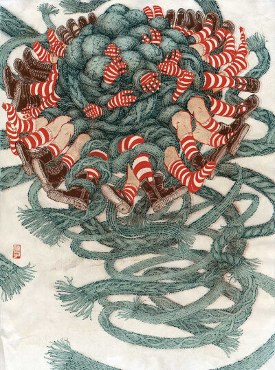 日本艺术家Yuko Shimizu(清水裕子)的插画作品。| 她的的作品从绘画到大型图纸和电脑图像都显得陈旧，但现代。