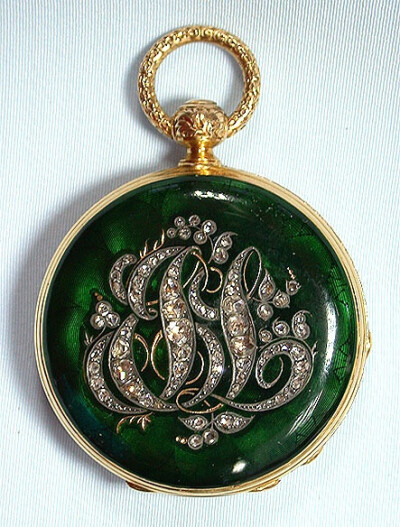beautiful Swiss 18K gold, diamond and enamel keywind ladies antique pendant watch circa 1860