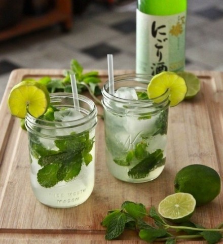  【醉美食：莫吉托mojito】材料：朗姆酒30~45ml、薄荷叶15~20片、蔗糖1茶匙、青柠汁15ml、苏打水、装饰用薄荷叶。制作：1、将薄荷叶和蔗糖放入杯中捣碎 2、杯中装满碎冰 3、将苏打水、青柠汁和朗姆酒依次倒入杯中 4、用薄荷叶装饰~