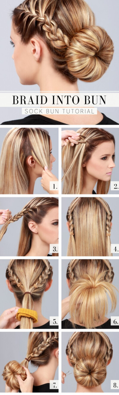 make gorgeous braid into bun hair style step by step