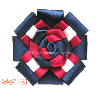李子工坊 满额包邮 韩式缎带丝带两用发夹发卡 双色玫瑰