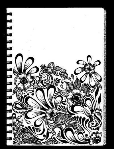 Flower doodles on the front of a notebook. SO CHARVI