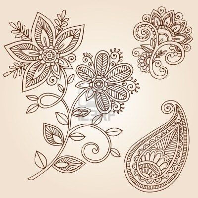 Henna Mehndi Flower Doodles Abstract Floral Paisley Design Elements Illustration Stock Photo - 12035453