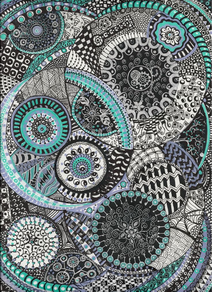 9 x 12 Zentagle Inspired Art Circle Tangle Doodle by Lynne Howard