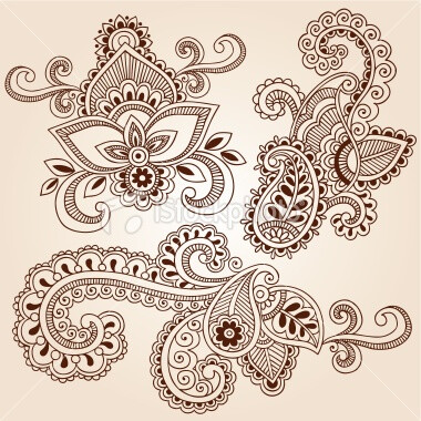 Henna Mehndi Tattoo Paisley Floral Doodle