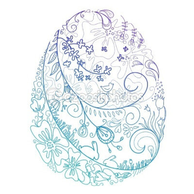 Easter egg with floral elements by AlisaFoytik - Foto de Stock