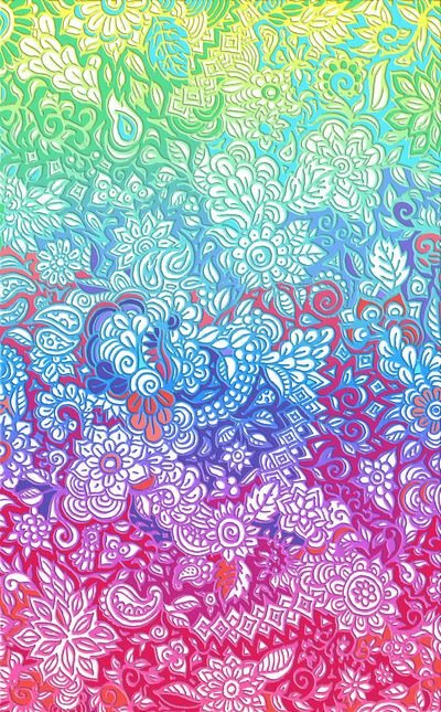 Fantasy Garden Rainbow Doodle Art Print