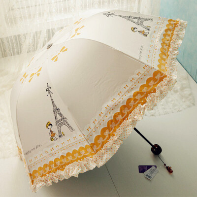 黑胶伞遮阳伞 2014春季新品拱形蕾丝边铁塔防紫外线防晒女伞