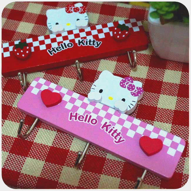 Hello kitty 凯蒂猫卡通 木质 家居 粘贴 挂钩 创意粘钩