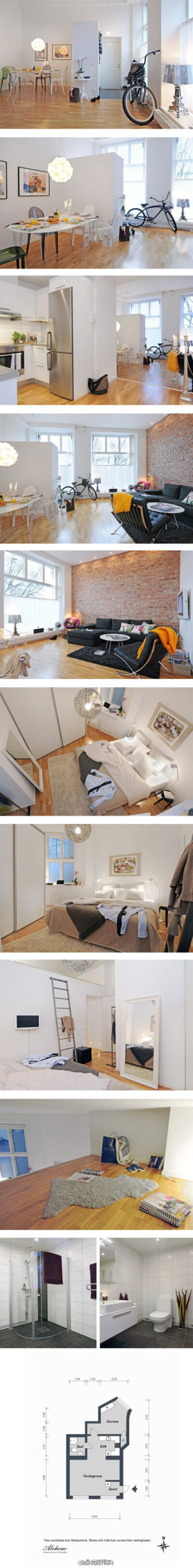 【瑞典清新白色公寓】瑞典公寓并不是十分的宽敞，白色的格调和浅木色的地板在这里相遇，带来纯净与舒适感！很赞～
