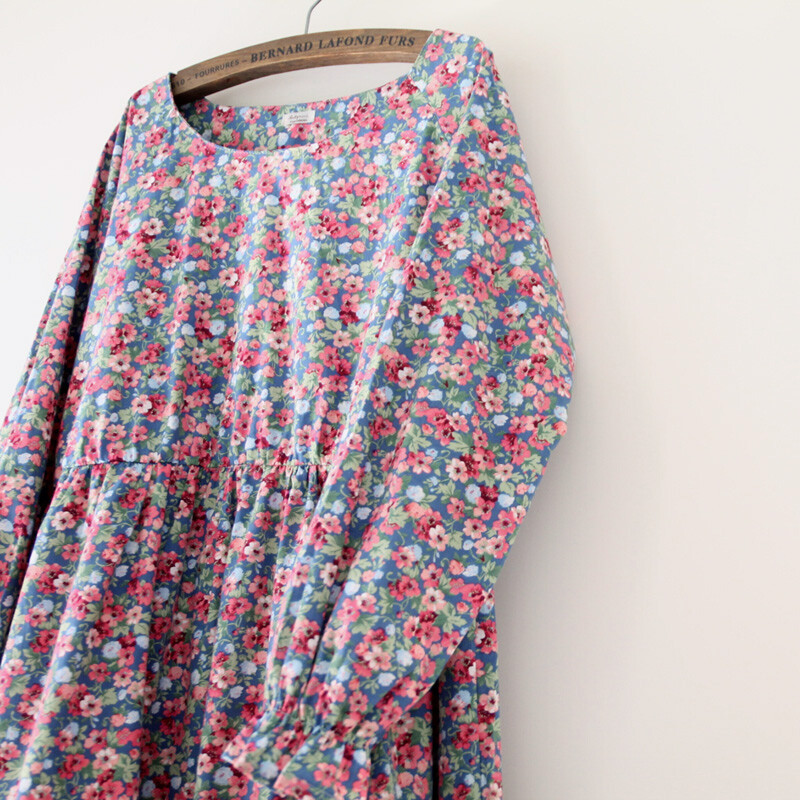 宫崎葵小清新森女森林系碎花棉布连衣裙earthmusicemeolive