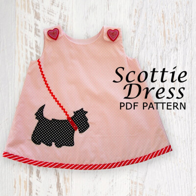 PDF Sewing Pattern, Girls dress pattern, Reversible Dress Pattern, PDF Sewing Pattern, Baby PDF pattern, sewing pattern ,The Scottie Dress. $6.95, via Etsy.