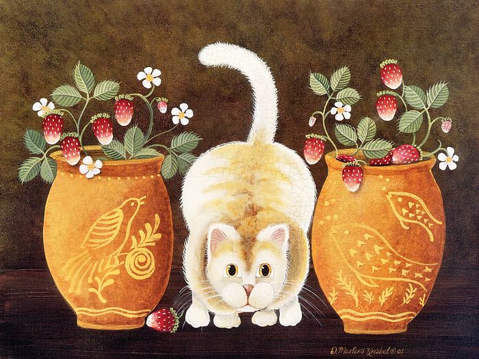 趣味猫咪绘画壁纸（二）(kriebel 作品) - 趣味手绘猫咪壁纸 Funny Cat Art Painting Desktop2