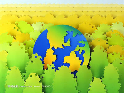地球森林纸雕素材图片下载，现在加入素材公社即可参与传素材送现金活动