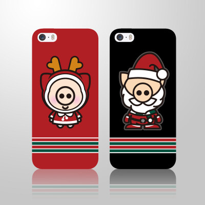 猪仙森圣诞情侣款iPhoneS、S创意手机壳（)