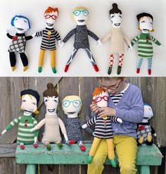 Adorable handmade upcycled art dolls from KLTworks - so much to love.