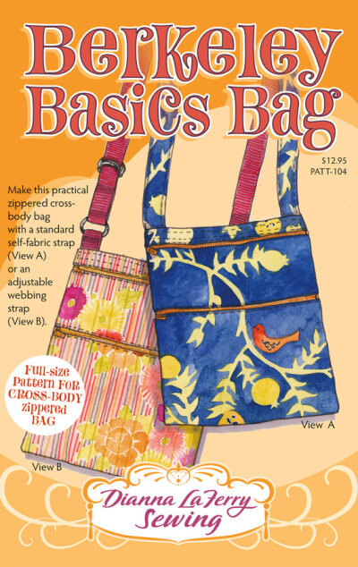 Purse pattern for cross body bag with zippers and 3 pockets