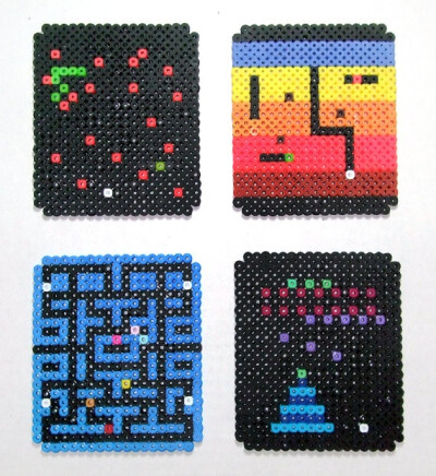 Retro Arcade set of 4 Perler Bead Coasters by beadforge