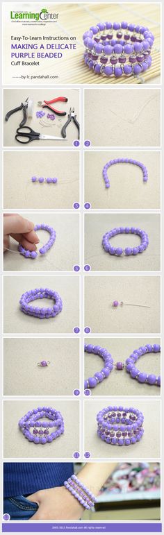 Easy-To-Learn Instructions on Making a Delicate Purple Beaded Cuff Bracelet