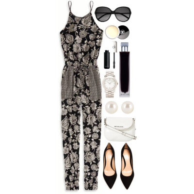 A fashion look from April 2014 featuring American Eagle Outfitters jumpsuits, Gianvito Rossi pumps and MICHAEL Michael Kors shoulder bags. Browse and shop related looks.