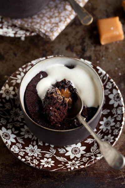 45 second chocolate pudding with salted caramel