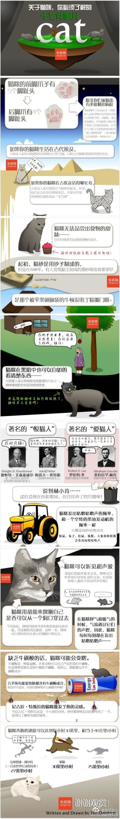 【那些关于猫的趣闻】关于猫咪，你还需要了解什么？前后爪有不同数量的脚趾头？不爱吃蛋糕？偷听人说话……？那么，本图文里的17件小事儿，爱猫人不可错过！