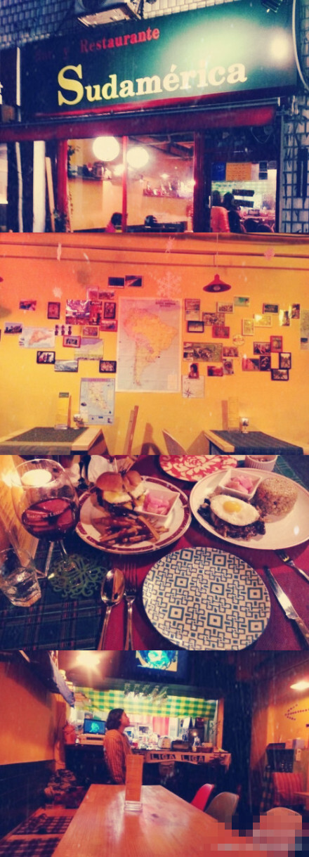 
#每日一道韩食##Sudamerica#是位于首尔大入口的一家南美风味的小吃店~小编经常会去~老板很亲切，厨师是正宗的南美帅哥哦~服务员小哥也很好~总体来说就是good
good good上次和朋友来这里聚会~老板还怎送了杯啤酒~地址：首尔地铁2号线首尔大入口站2号出口直走，农协银行胡同左拐。