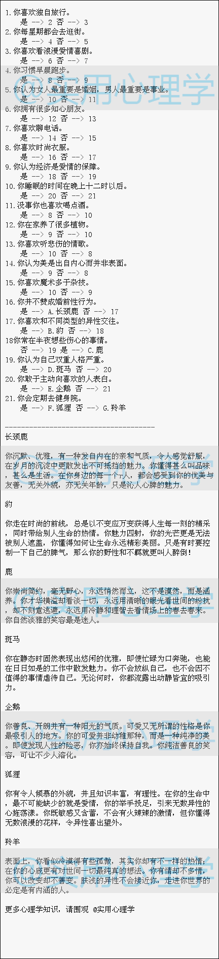 【趣味心理测试】七种吸引力，你具备哪种？（via 实用心理学）