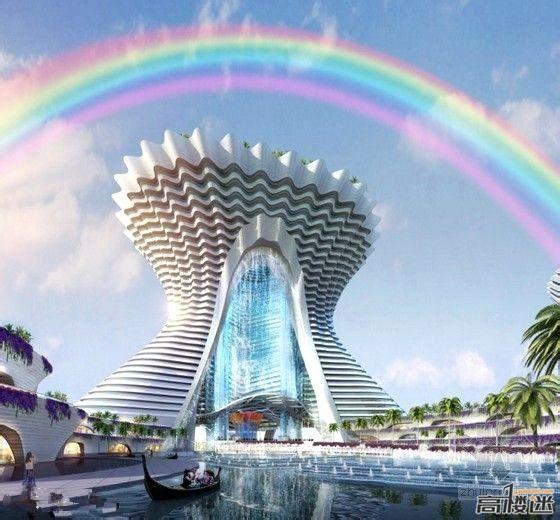 【让人眼前一亮的建筑】三亚·亚特兰蒂斯酒店​。哇，这张取景太好了，五彩斑斓的彩虹，感觉就像是梦中的城堡。曦