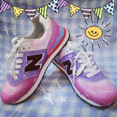 粉紫渐变鞋DIY鞋韩国运动鞋