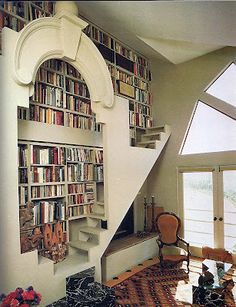 Home library designed by architect Charles Moore