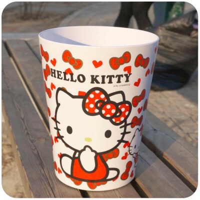 hello kitty垃圾桶 KT收纳桶 杂物桶 凯蒂猫密胺大号垃圾桶