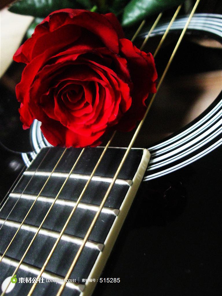玫瑰花吉他装饰画图片素材图片下载现在加入素材公社即可参与传素材送