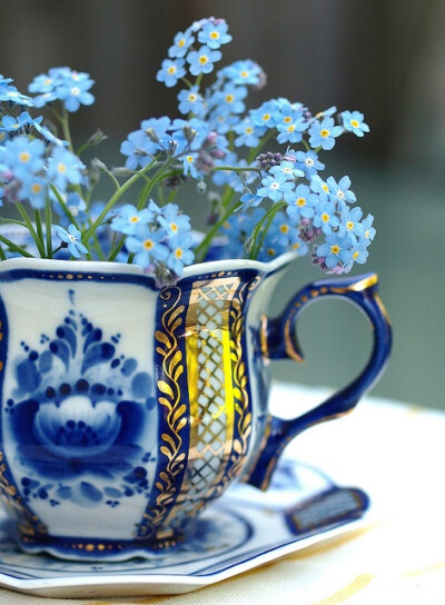 Blue cup and saucer